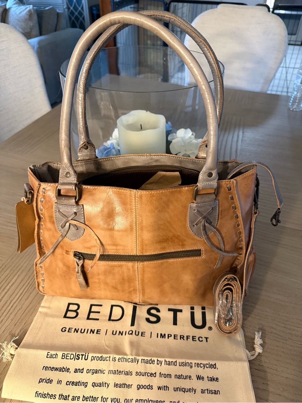 Bed|Stu NWT Oats  Icicle Rustic Leather Shoulder Handbag , Retails $295 - Picture 3 of 11